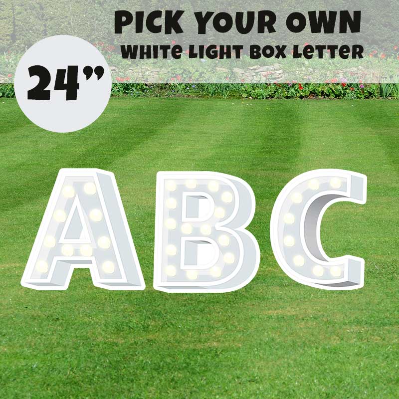 24 Inch White Light Box Letter – Pick Your Own – Yard Card – Yard