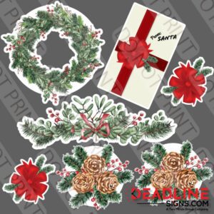 Christmas Bows and Garland - Half Sheet Bundle - 7 Piece Yard Card Set
