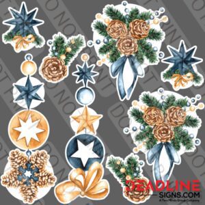 Christmas Decor - Navy/Gold - Half Sheet Bundle - 8 Piece Yard Card Set