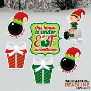 Christmas Elf Surveillance - Half Sheet Bundle - 6 Piece Yard Card Set